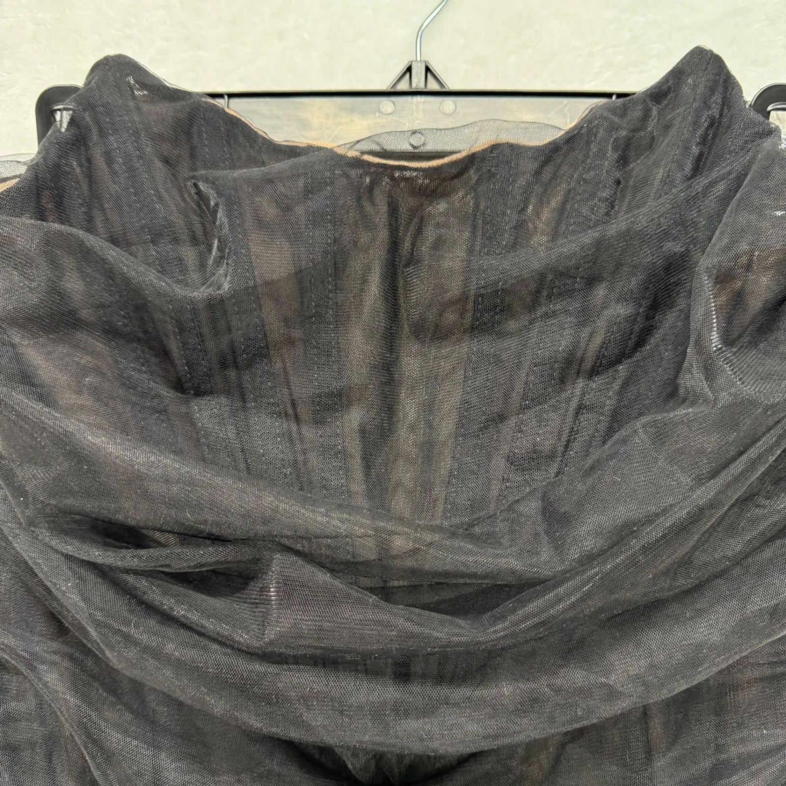 White Fox Mini Dress Black Tulle Strapless Ruched Party Cocktail Size L‎ - Image 2