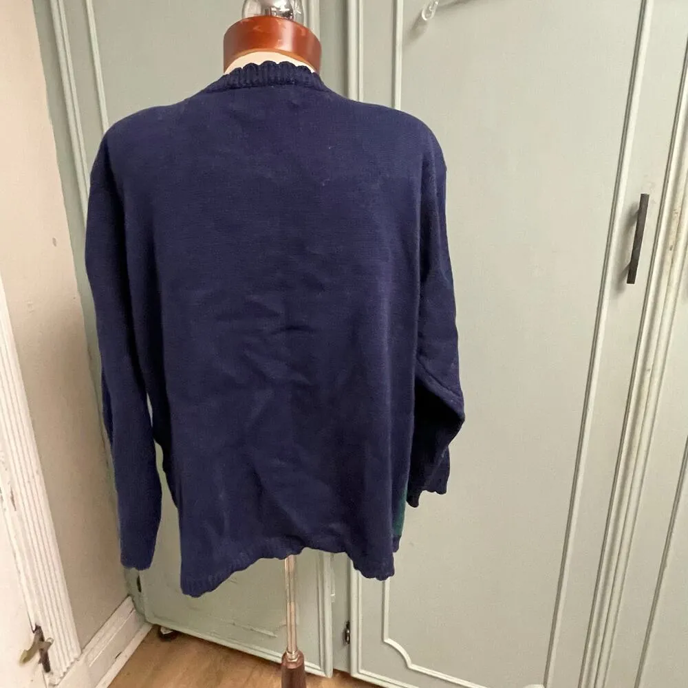 Jantzen Vintage Cardigan Knit Sweater Size XL Equestrian Horses Roses Womens - Image 6