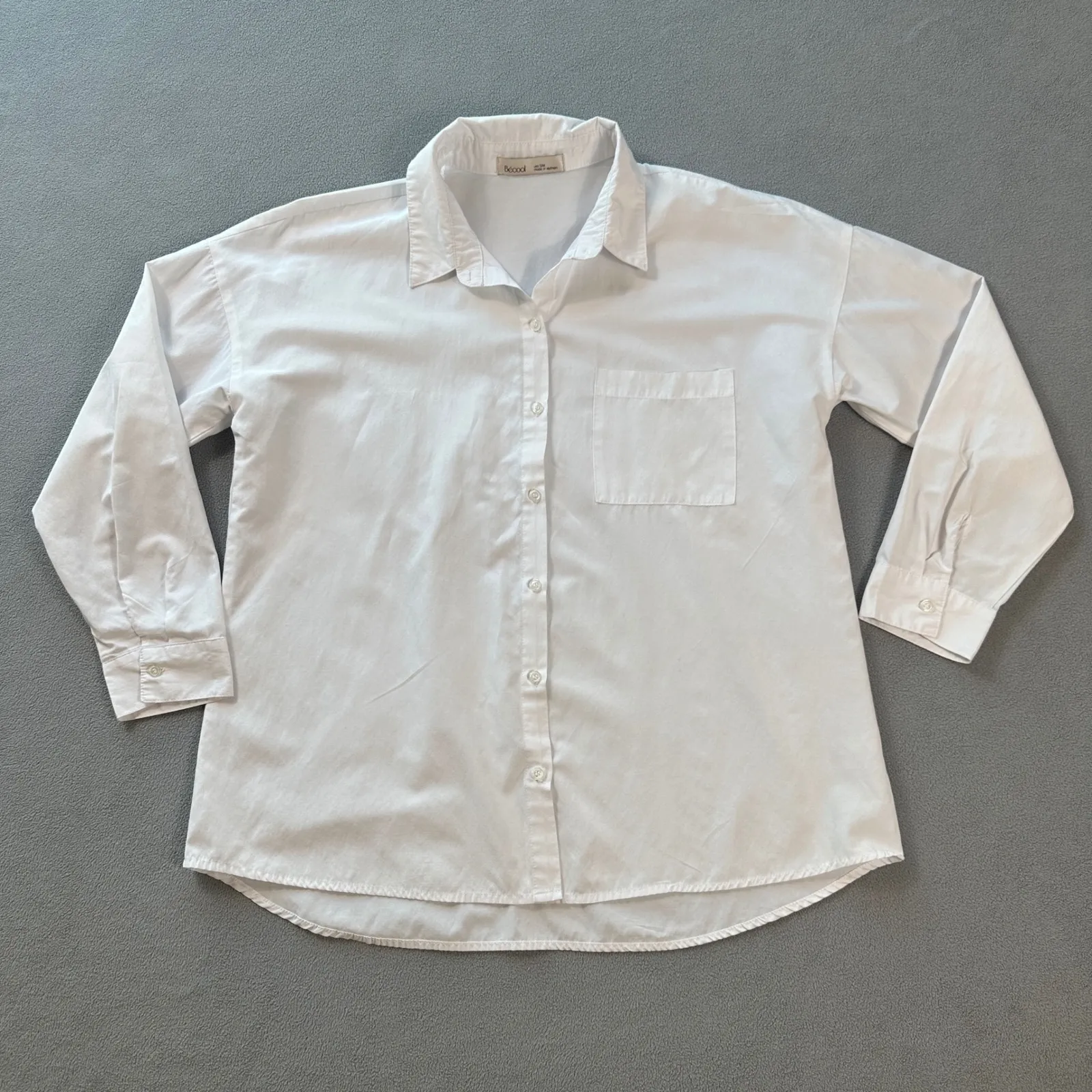 Becool Button Down Shirt Women's S/M White Classic Collared Long Sleeve 18165 Size undefined - Image 1