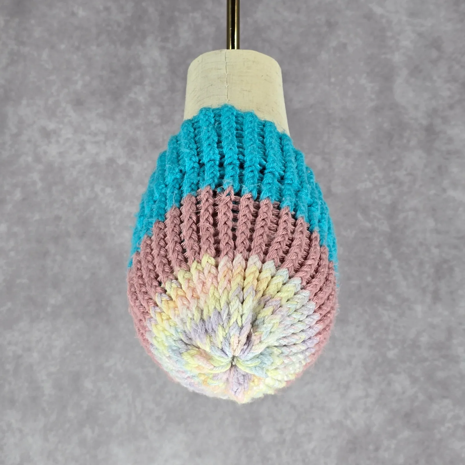 Blue‎ Pink Crochet Knit Bucket Cap Hat Fun Vintage Y2K Funky Beanie Blue - Image 4