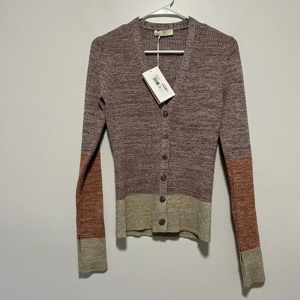 Ulla Johnson NWT Posey Rib Knit Wool Blend V-Neck Cardigan in Seurat Size Small - Image 4