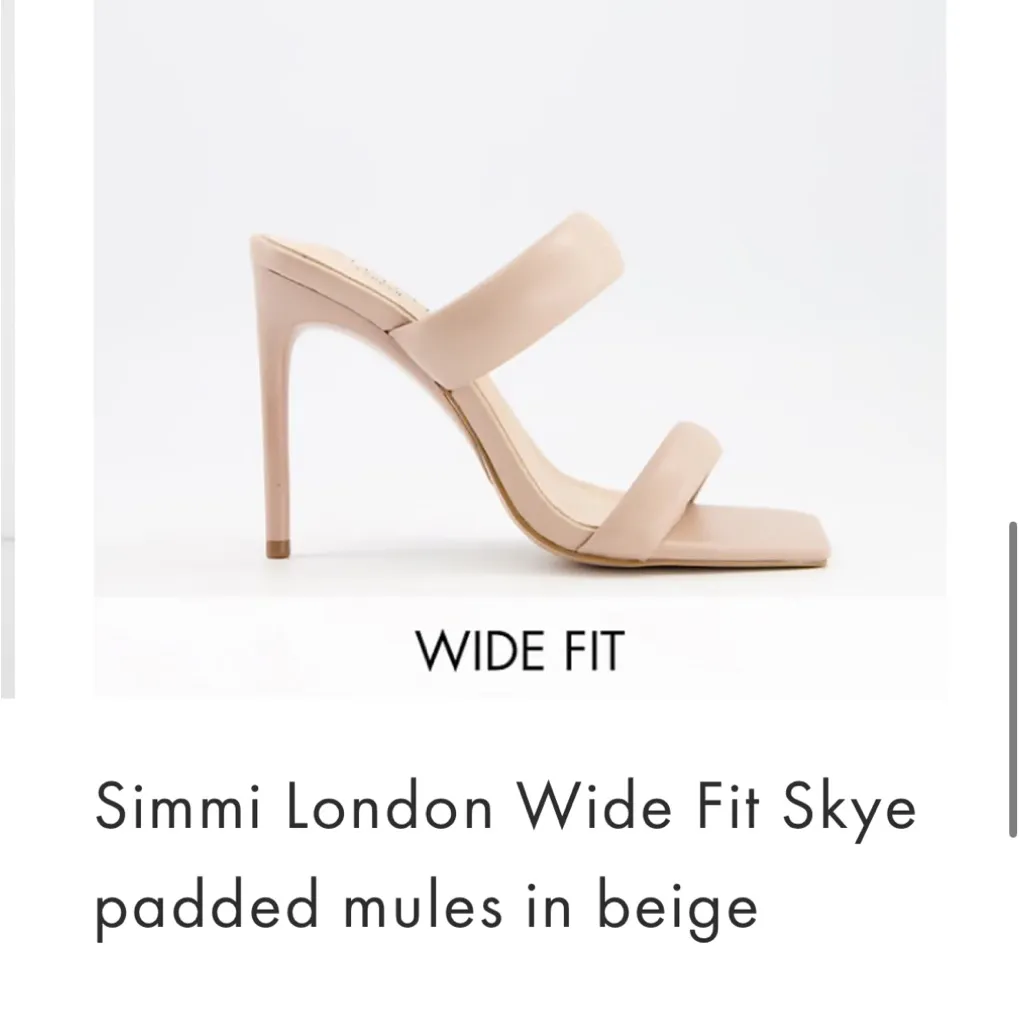 Simmi London Wide Fit Skye Padded Mules in Beige US Wide 7 - Image 7