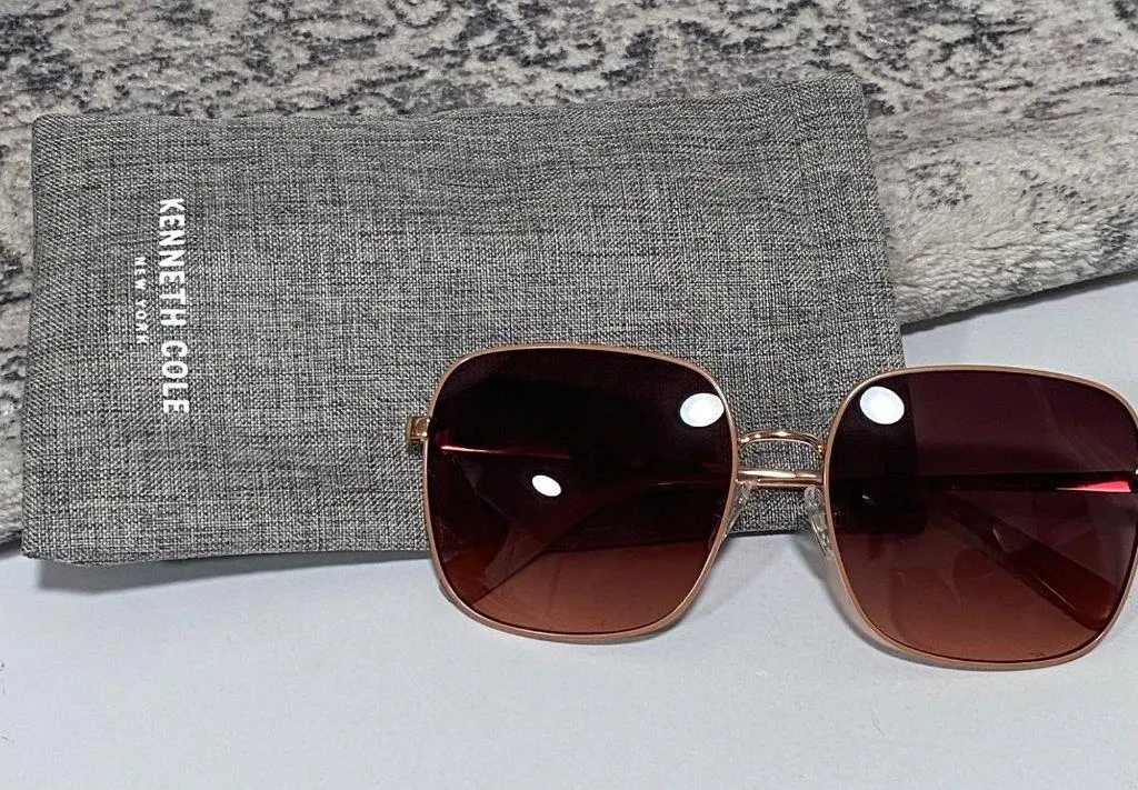 NEW Kenneth Cole Boho Gradient Square Lens Sunglasses in Rose Gold - Image 2