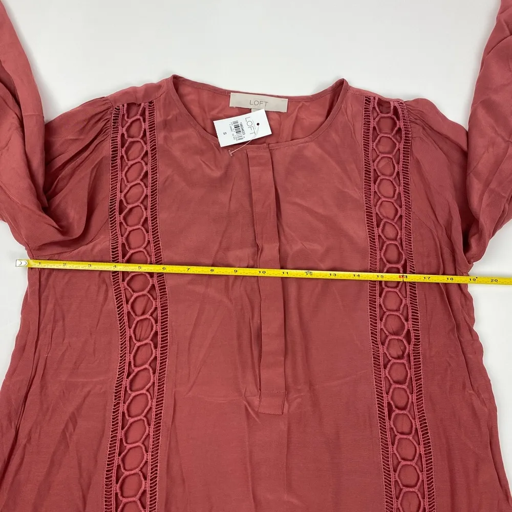 LOFT Pink Embroidery Design NWT Blouse Size S Women’s - Image 8