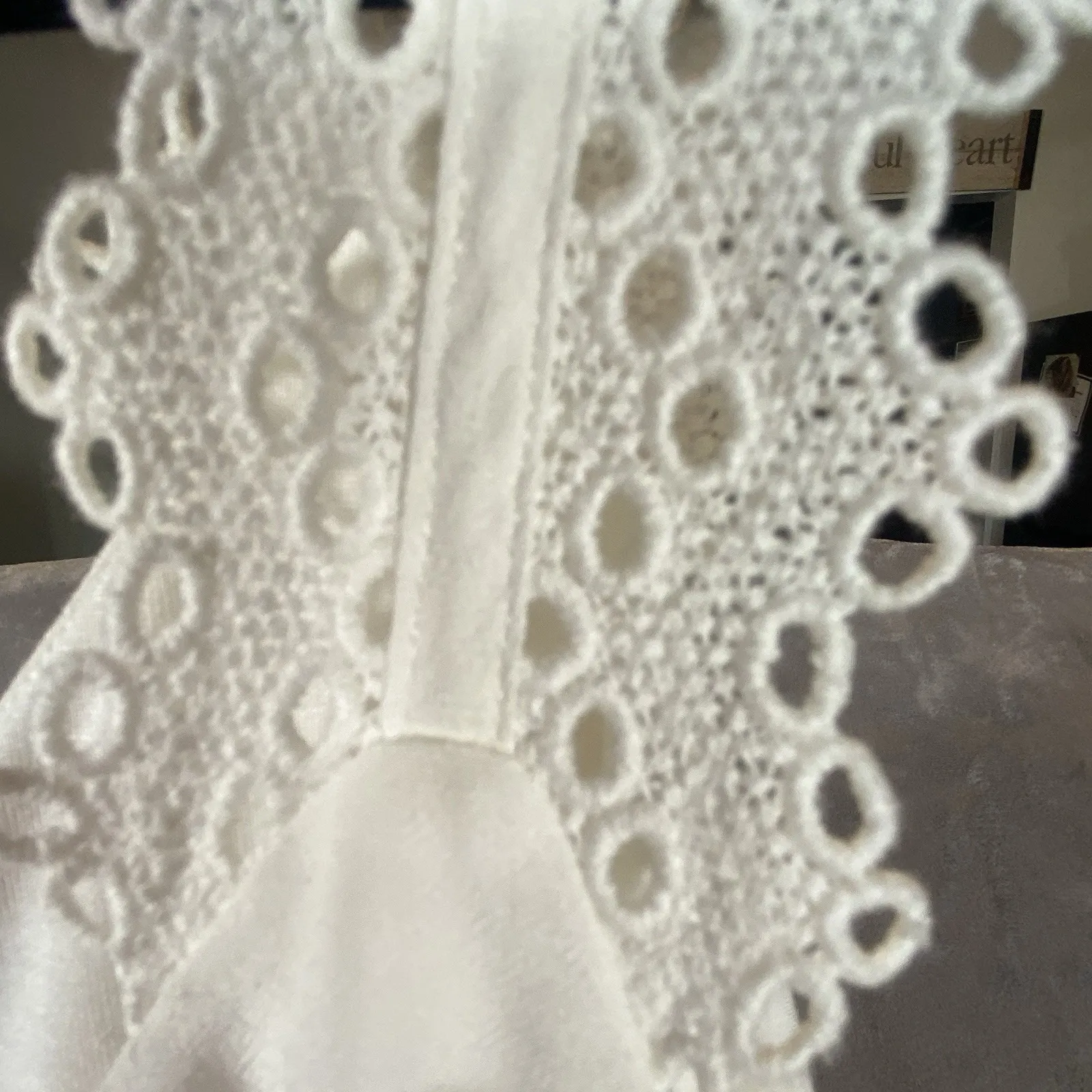 Massimo Dutti Summer Tank Top White Medium Crochet Straps Beach Resort Lines‎ - Image 3