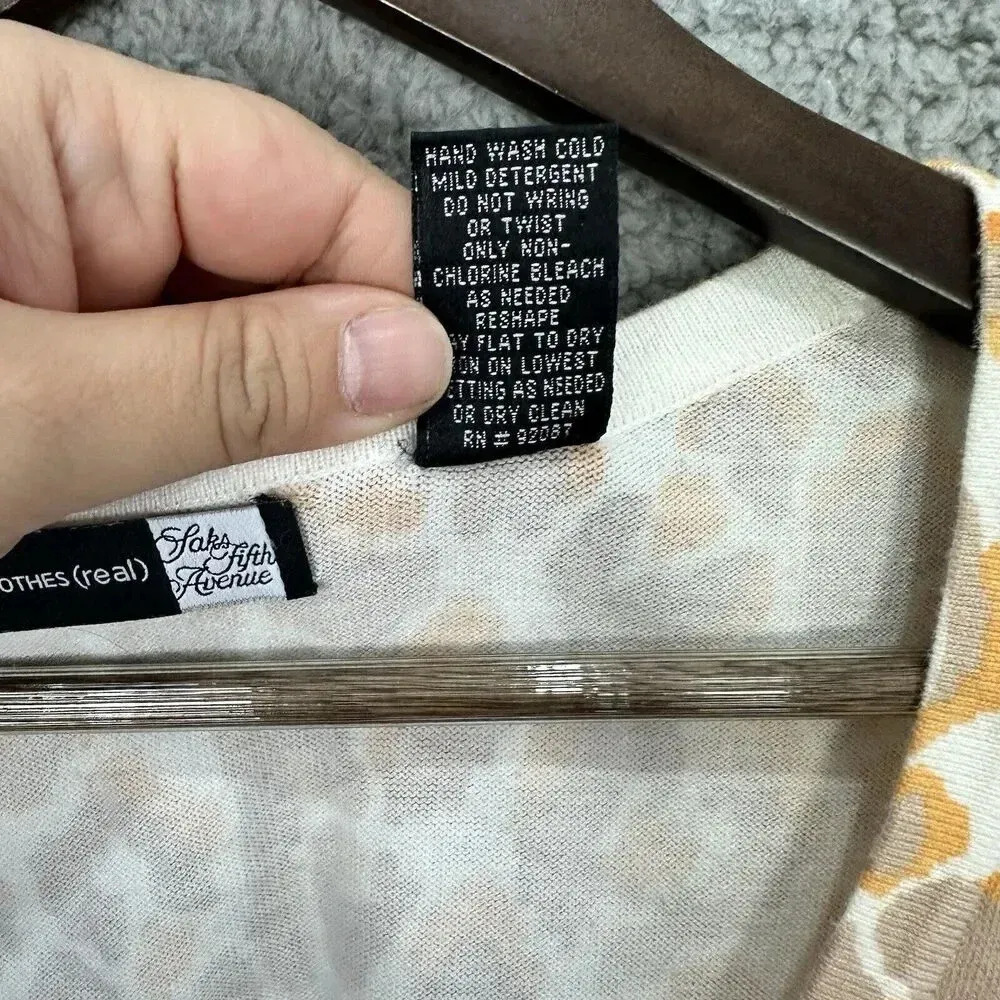 Real Clothes Saks Fifth avenue knit top 1X animal print luxury preppy‎ boho - Image 4