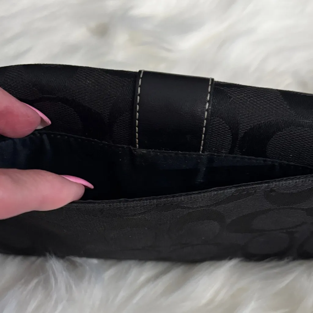 Vintage Coach Hamptons Black Signature Stripe Envelope Wallet Card Holder Clutch - Image 7