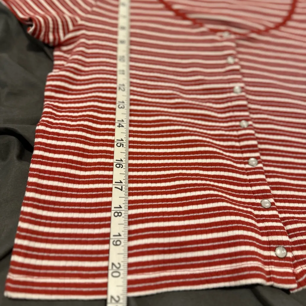 Striped Red Button-Up Women's Top - Image 6