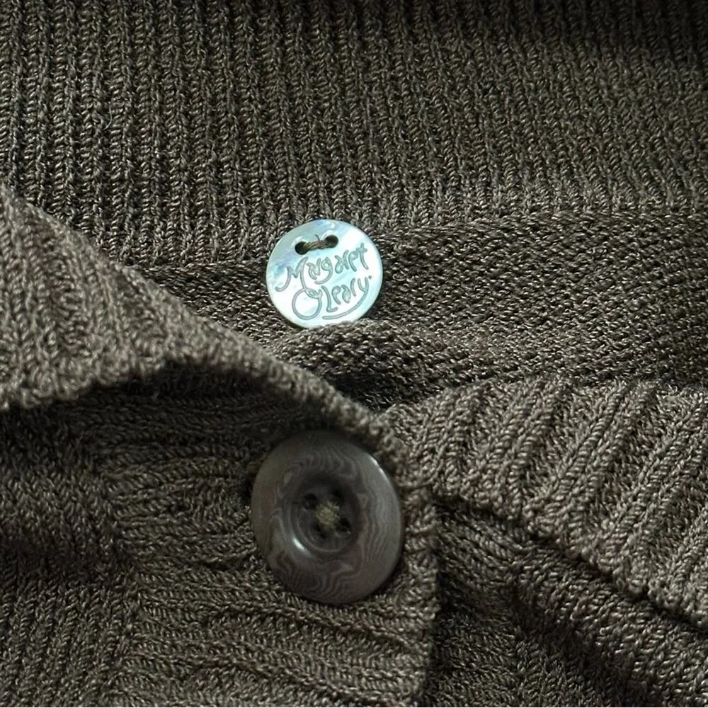 Margaret O’Leary Vintage Size M Brown Wool Blend Spread Collar Sweater Cardigan - Image 4