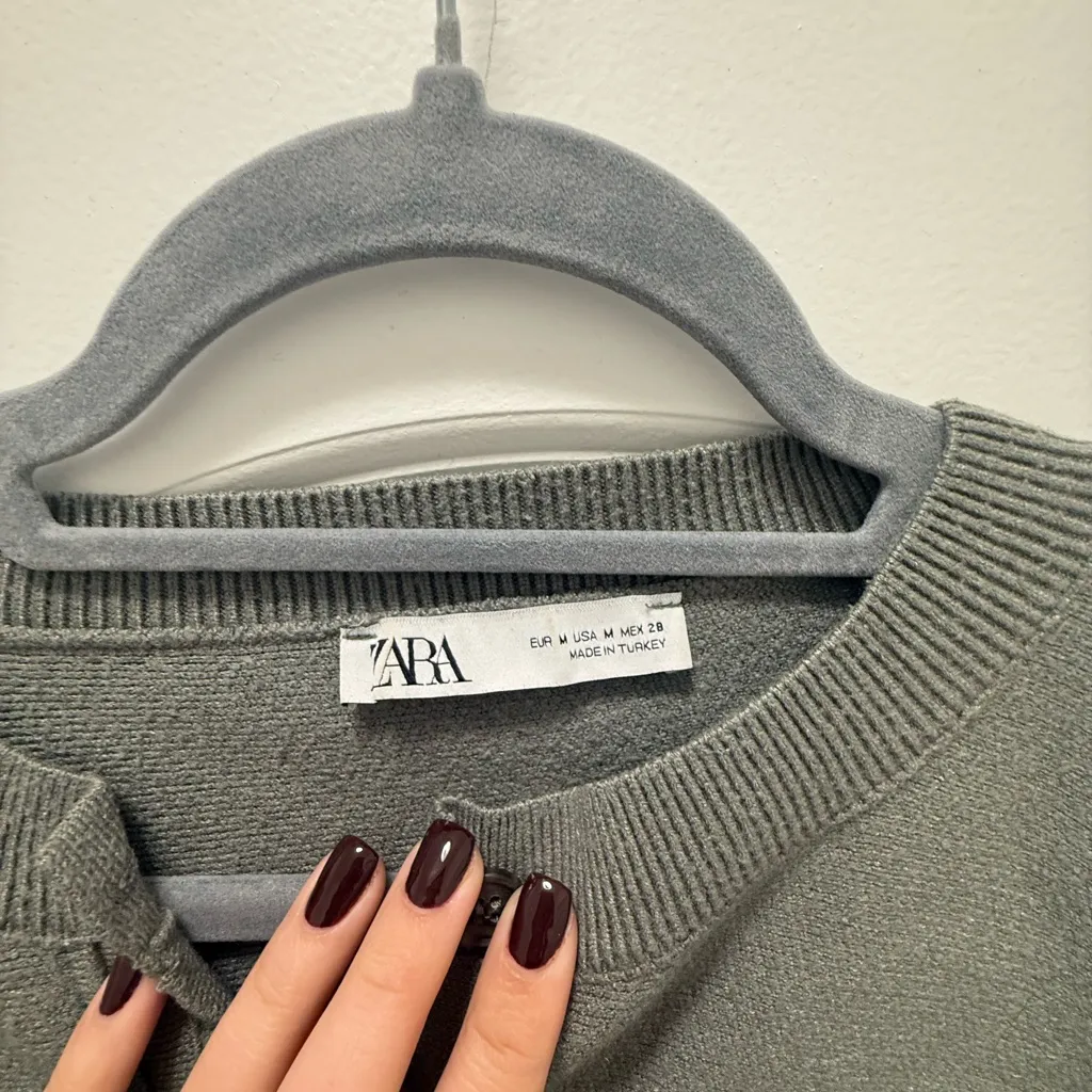 ZARA  olive green button down sweater - Image 2