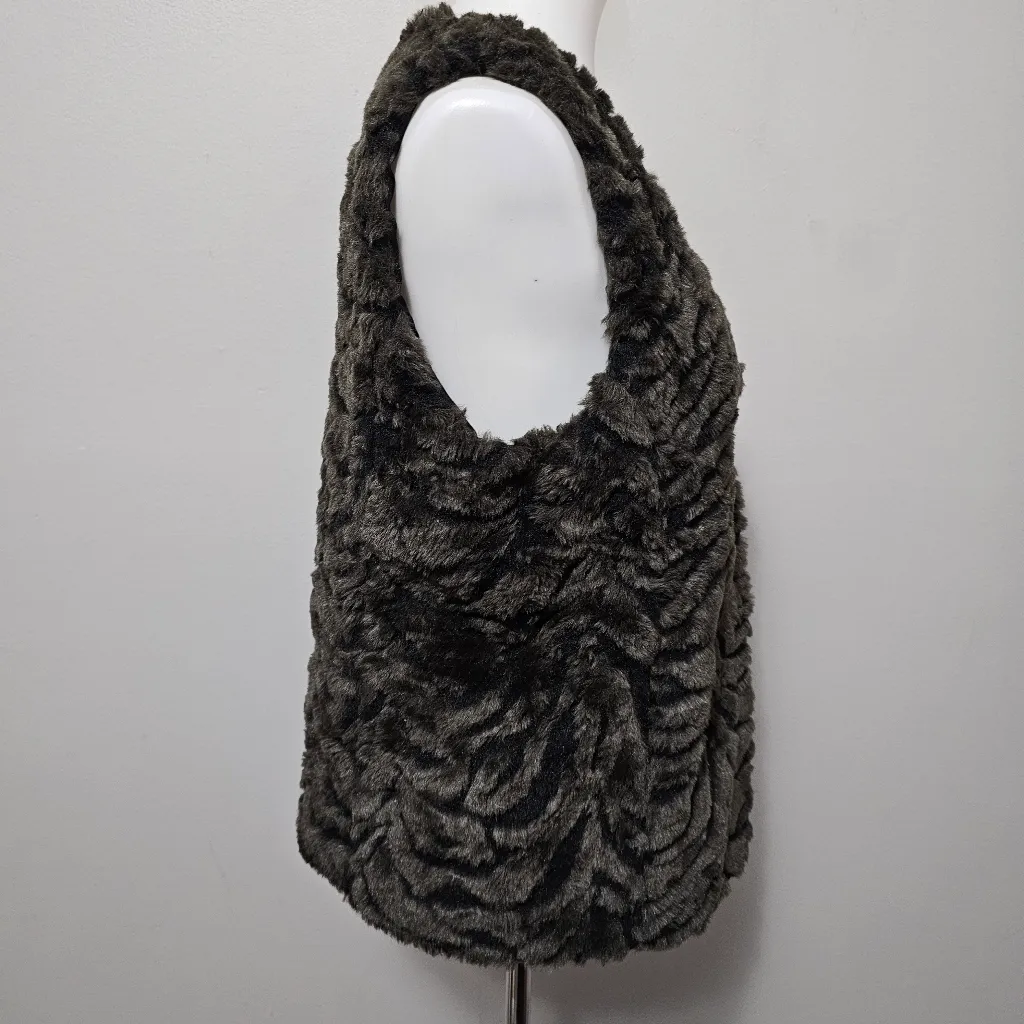 Dana Bachman Brown Faux Fur Vest Size Medium Luxury Contemporary - Image 4