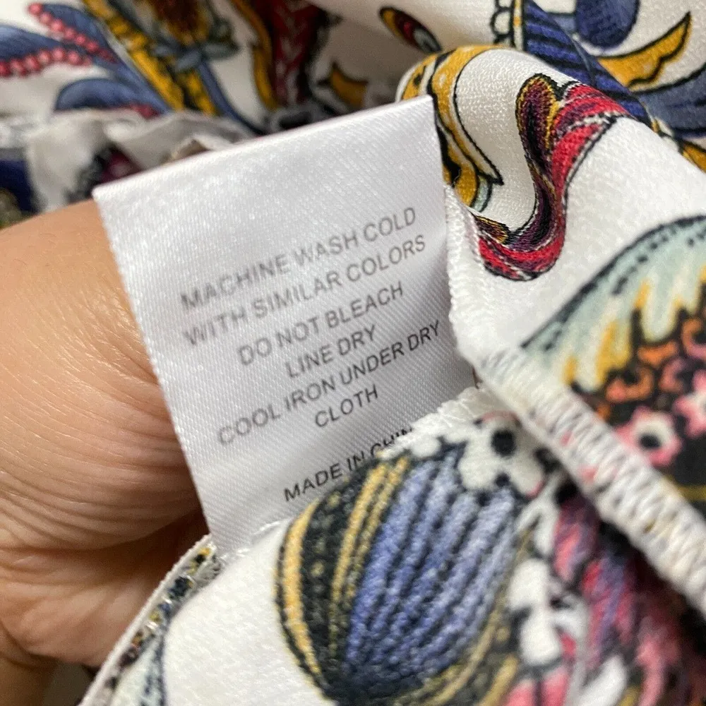 fanco women's vneck floral long sleeve tie front Crop top size small bell Sleeve - Image 11