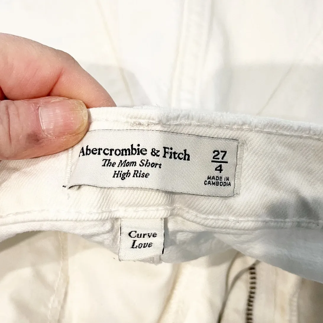 Abercrombie High Rise Curve Love Cutoff Mom Shorts White 27 / 4 - Image 3