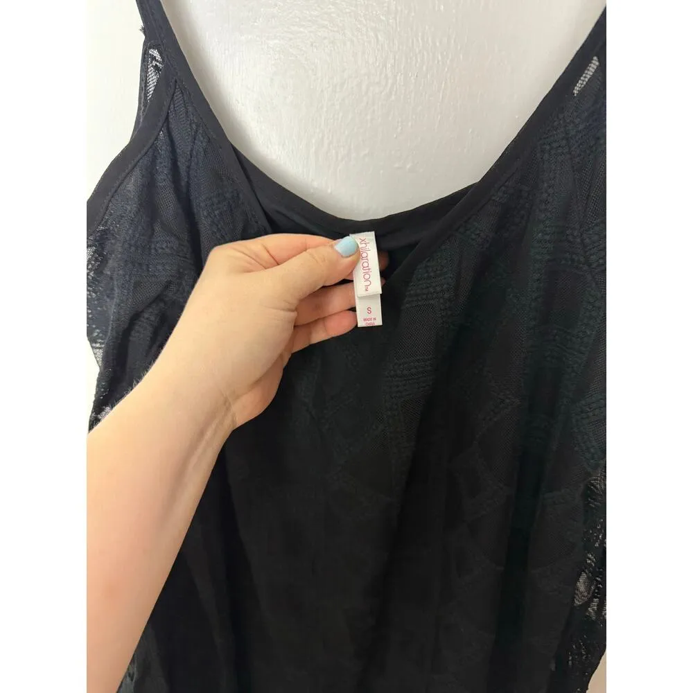 Xhilaration Mini Dress Women's Small Black Lace Cold Shoulder Long Sleeve Boho - Image 3