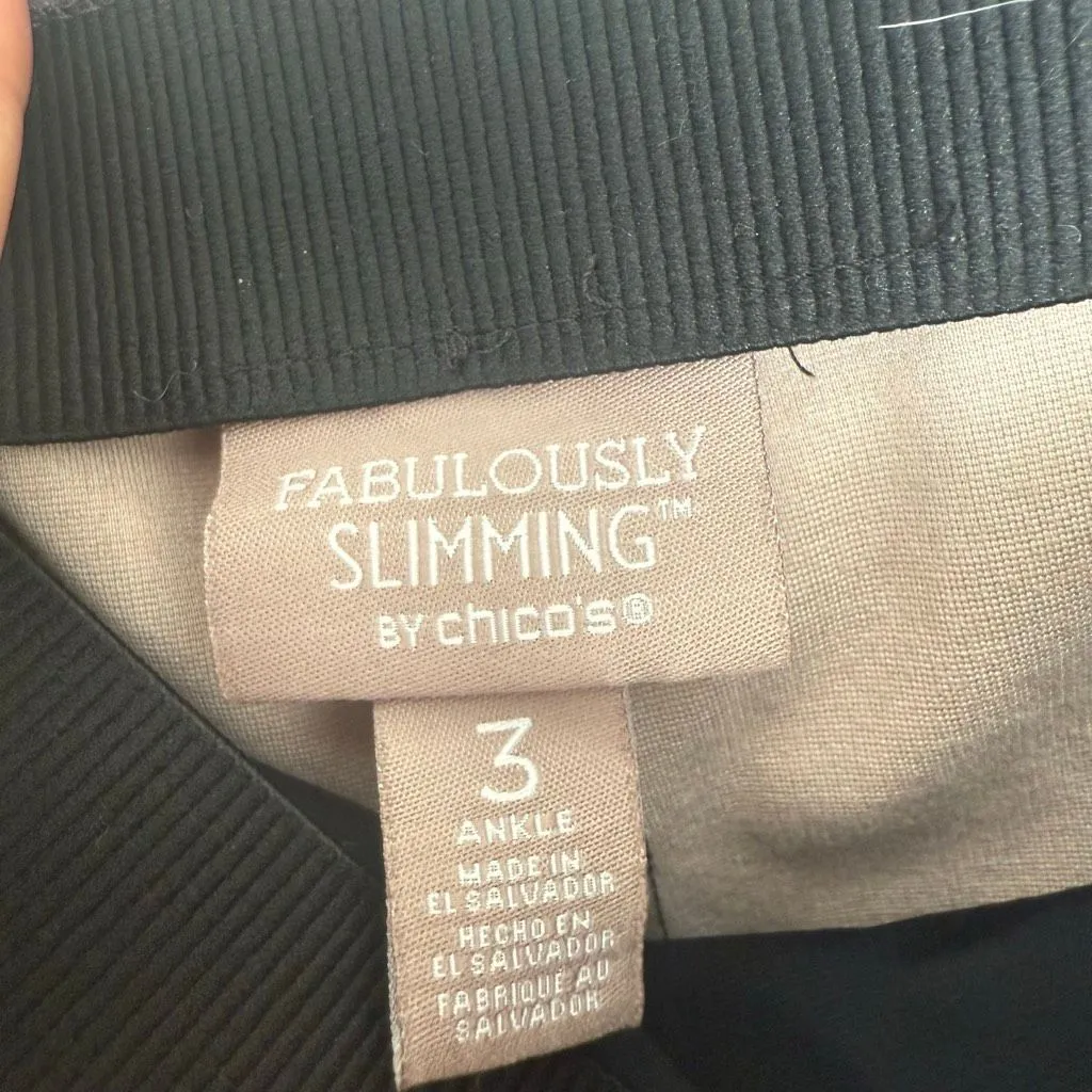 Fabulously Slimming by Chico’s Women’s 3 Black Gray Patterned Pull on Pants - Image 3