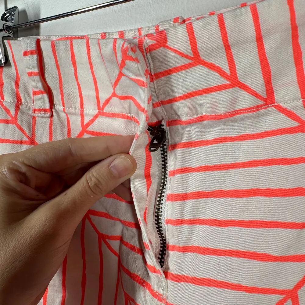 Vineyard Vines Shorts Women 10 White Orange Canopy Geo Every Day Preppy Spring - Image 3