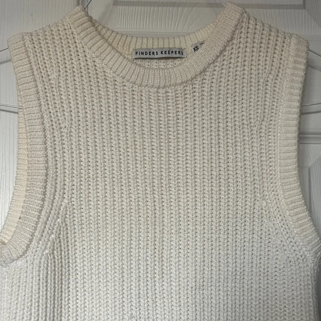 Finders Keepers | Asymmetrical Cream Sweater Knit Dress XS - Image 2