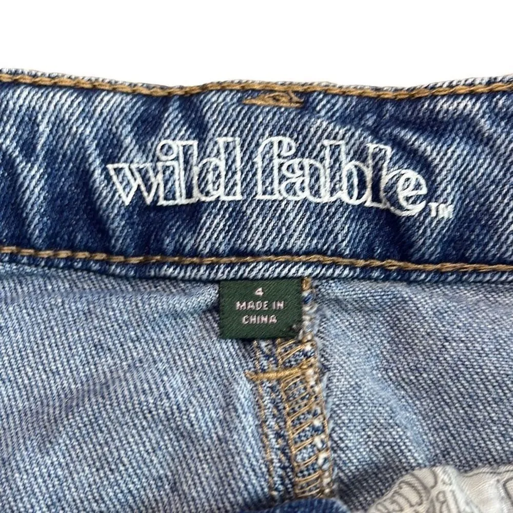 Wild Fable EUC Blue Denim Distressed Mini Skirt Sz  4 - Image 4