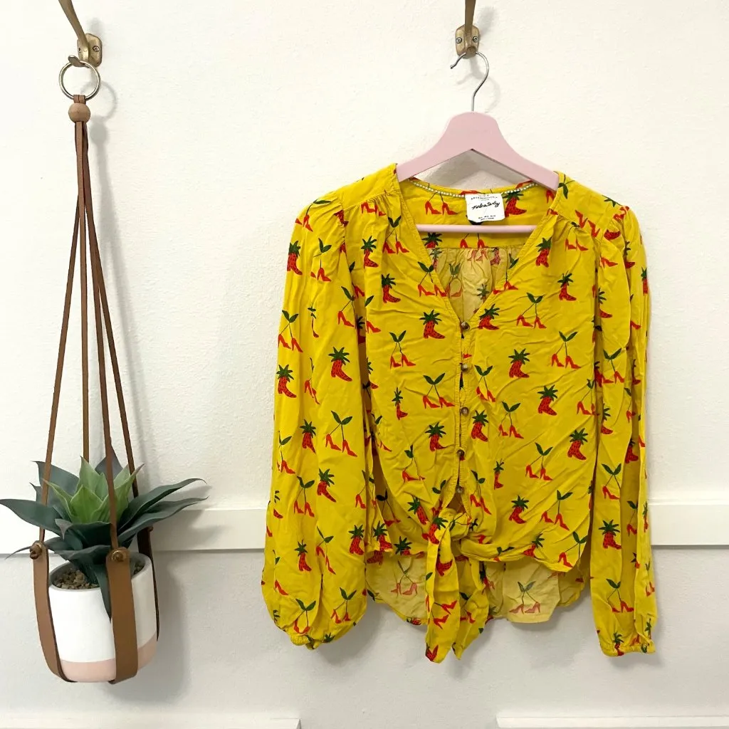 Anthropologie Kendra Dandy Strawberry High Heel Boots Yellow Blouse 4 OB1271581 - Image 2