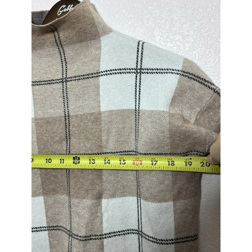 Rachael Zoe women plaid high neck sweater top size Small stretch Neutral Preppy - Image 4