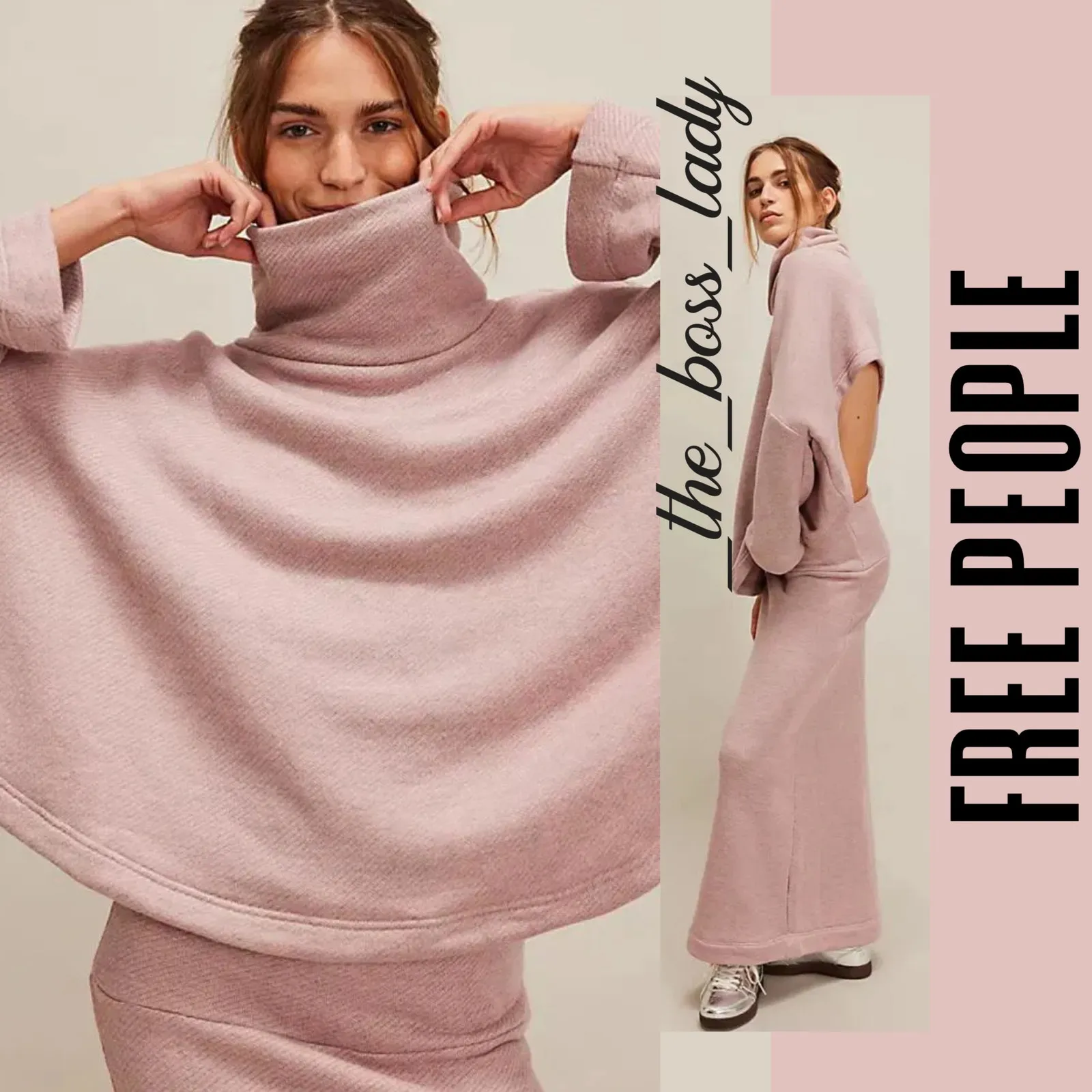 Free People set top and midi skirt co-ord matching set knit Small pull-on - Image 9