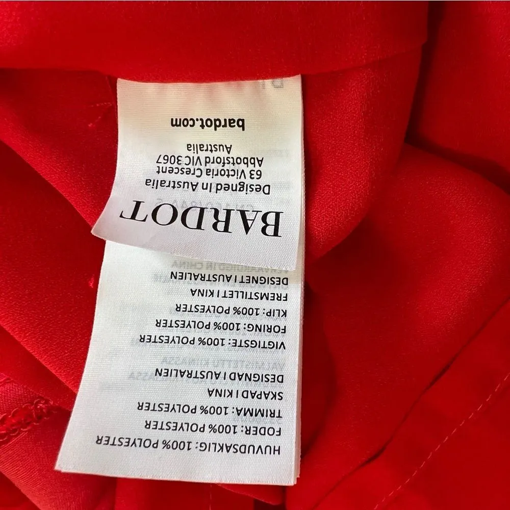 Bardot Red Satin Pleated Lattice Gown Midi Maxi Dress Size 4 Formal - Image 11