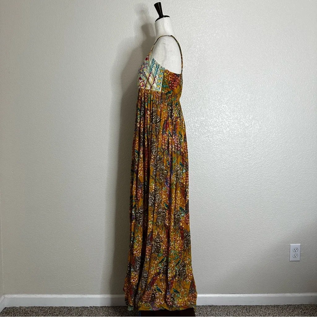 Anthropologie Raga Bohemian Embroidered Parkland Peacock Maxi Dress, Sz Small - Image 6