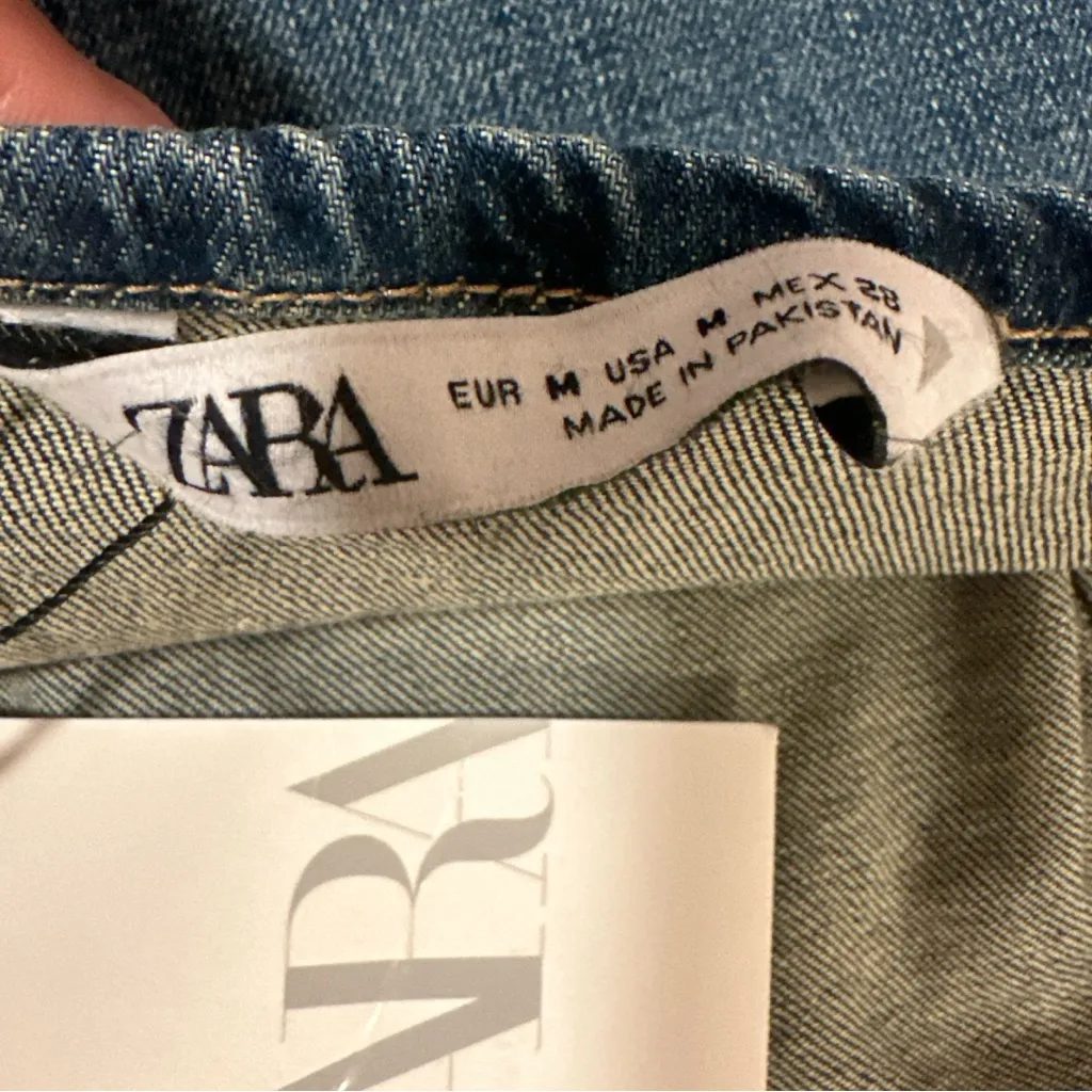 ZARA Denim Corset Bustier Tube Top M NWT 99% Cotton Blue Y2K - Image 3