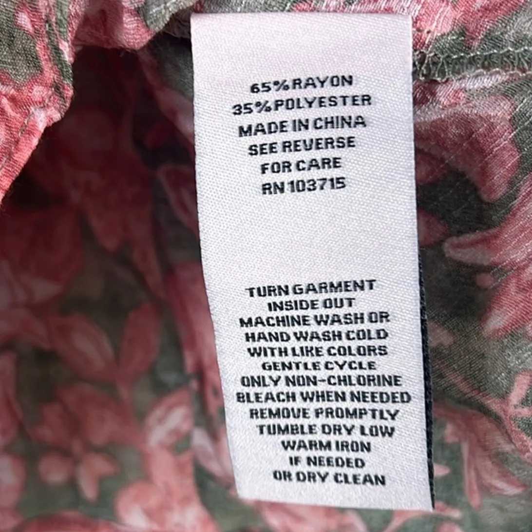 Nanette Lepore Peasant Top Womens L Pink Floral Smocked Boho Cottagecore Prairie - Image 6