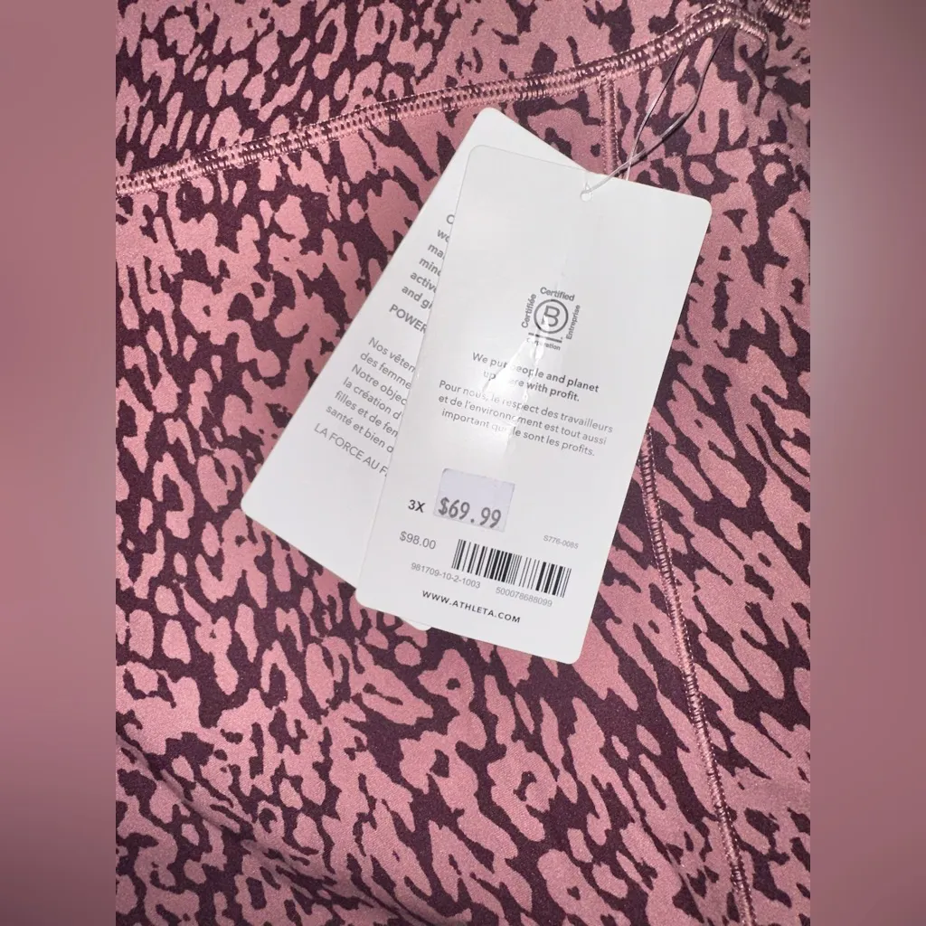 Athleta Womens Salutation Stash Pocket II Printed 7/8 Tight Tawny Rose SIZE 3X - Image 4