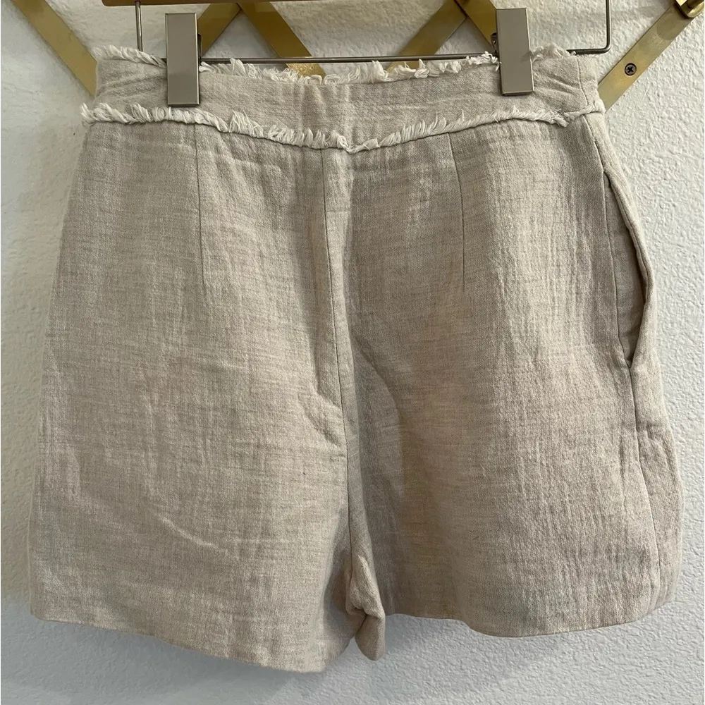 Zara Fringe Waist Linen Shorts Tailored Small - Image 4