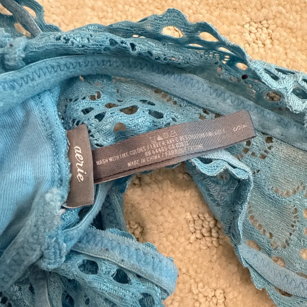 Aerie Blue Lace Halter Bralette Size Small - Image 4