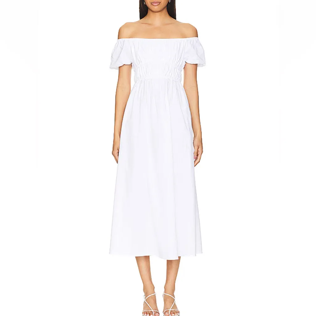 Revolve SNDYS Sofia White Linen Cotton Maxi Dress size Medium $109 - Image 6