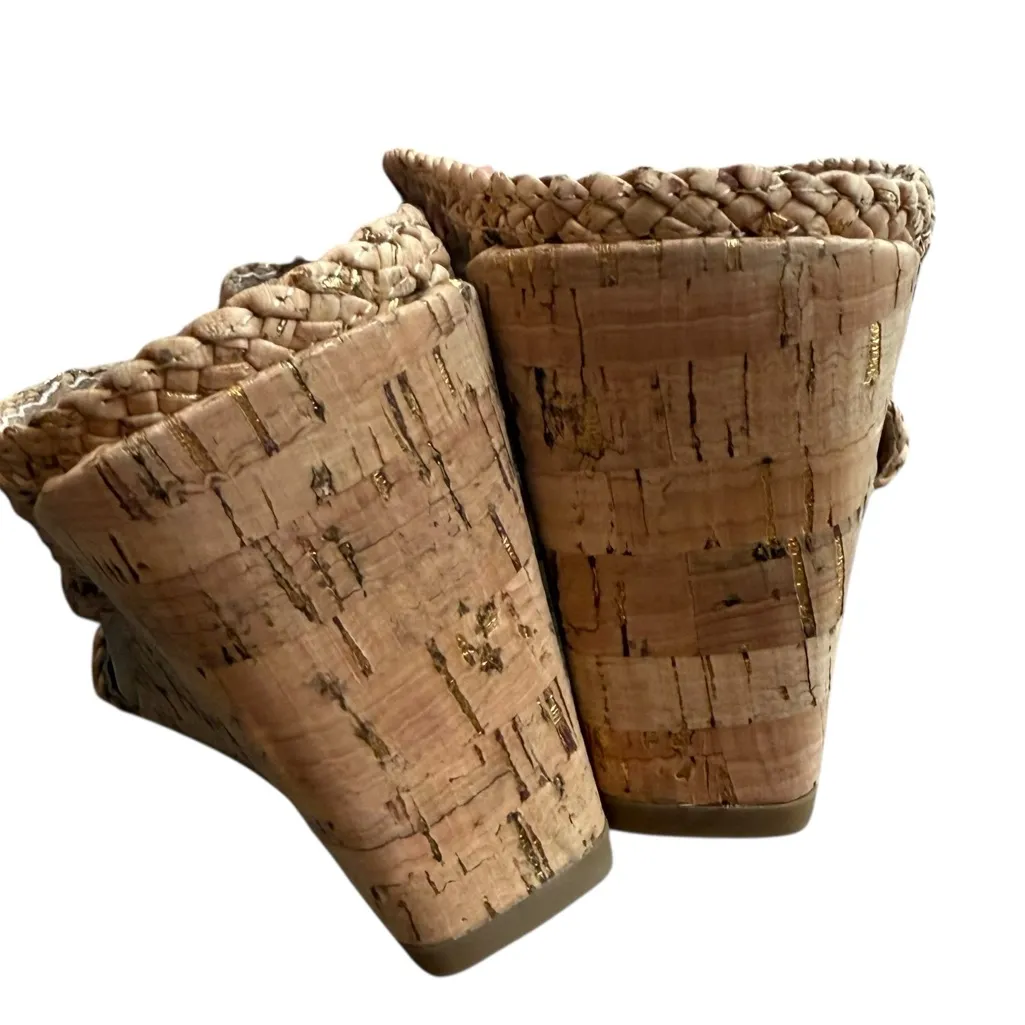 Donald J. Pliner Women’s 8.5 Parisaspe3 Cork Wedge Mediterranean Sandals Tan New - Image 11