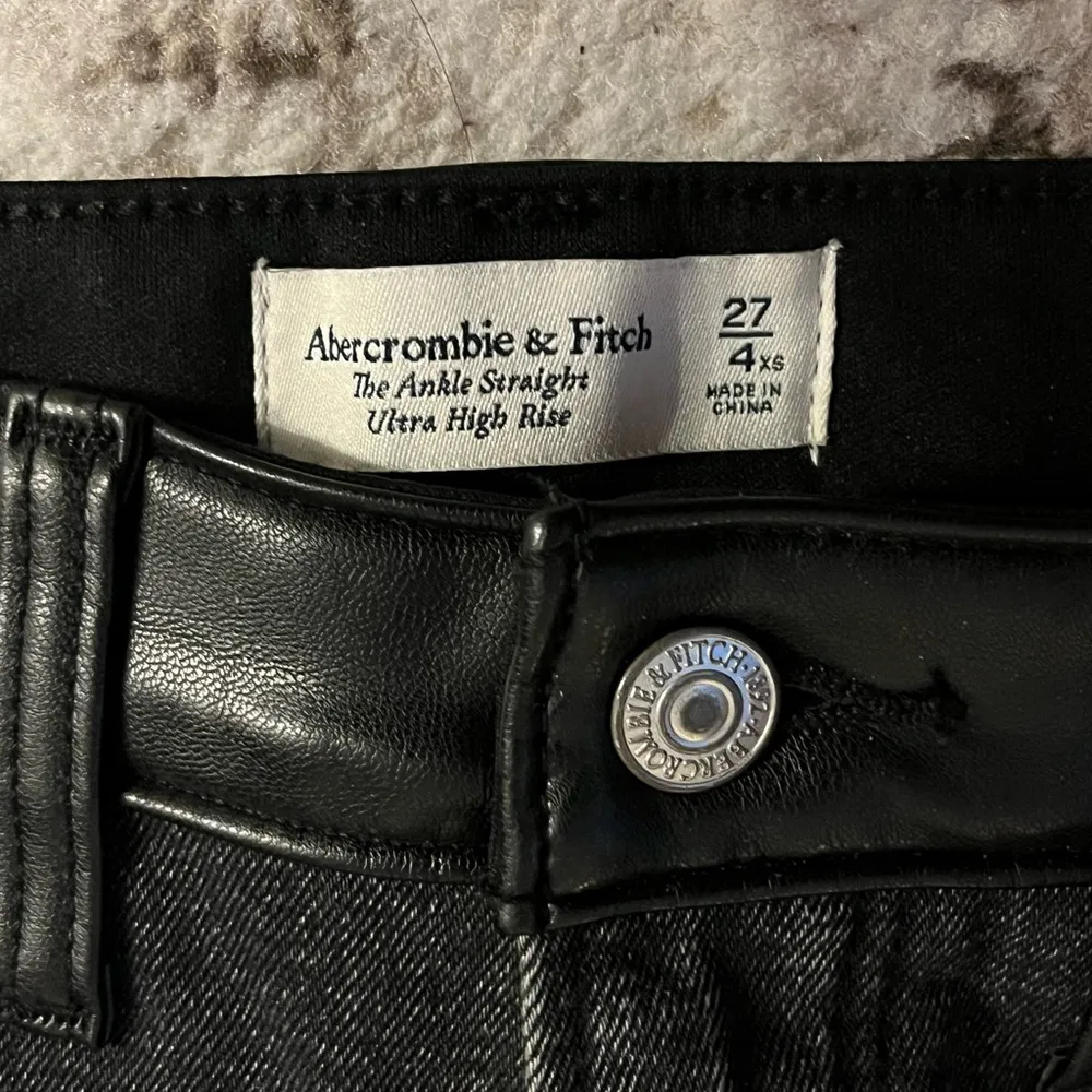 Abercrombie Black Denim Pants with Leather Accents - Image 5