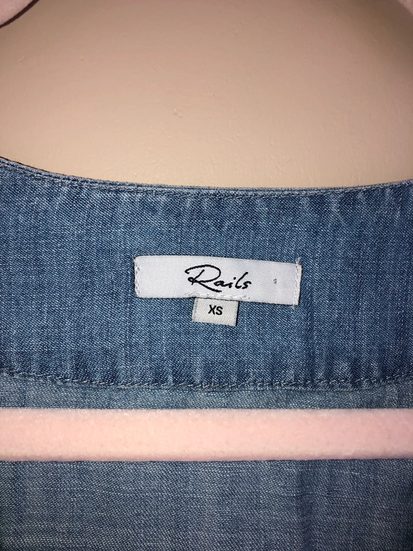 Chambray Zimi Top Blue Bell Sleeve Raw Hem - Image 8