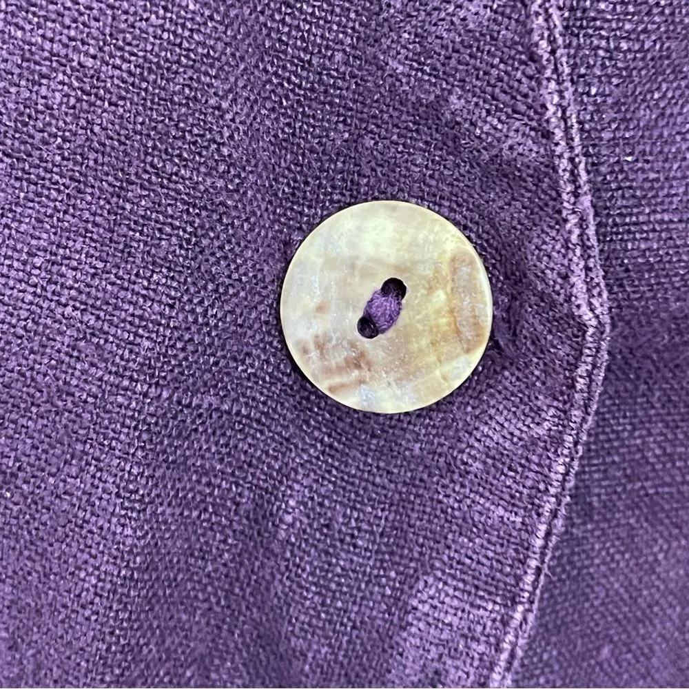 Bryn Walker Linen Purple Oversized‎ One Button Cardigan Jacket Tunic Size SMALL - Image 4