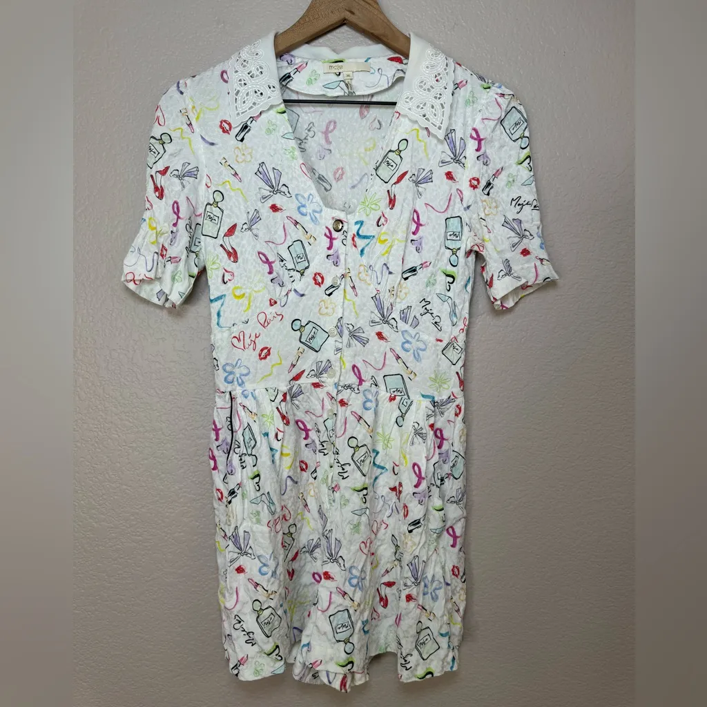 Maje Icake Printed Lace Collar Romper size 36 4 US - Image 2