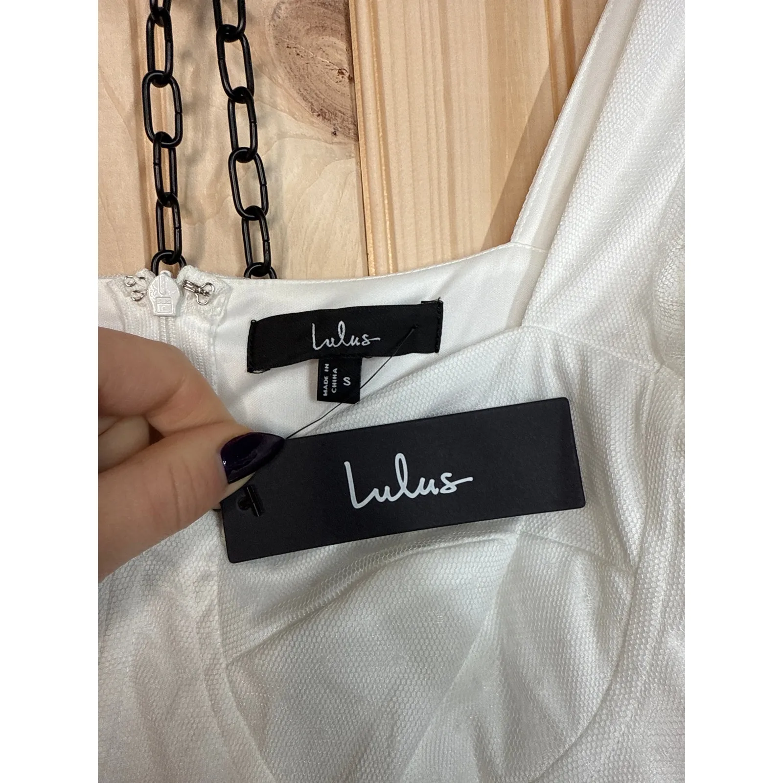 NWT Lulus Dreamy Celebration White Tulle Bustier Swiss Dot Midi Dress Bride S - Image 9