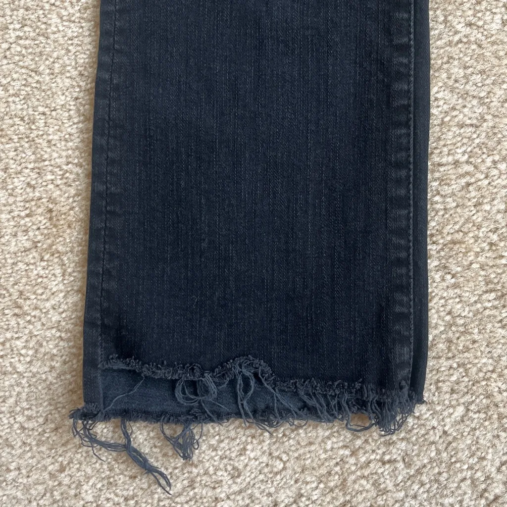 MOTHER The Insider Crop Step Fray Denim Jeans in Black Not Guilty Size 27 - Image 10
