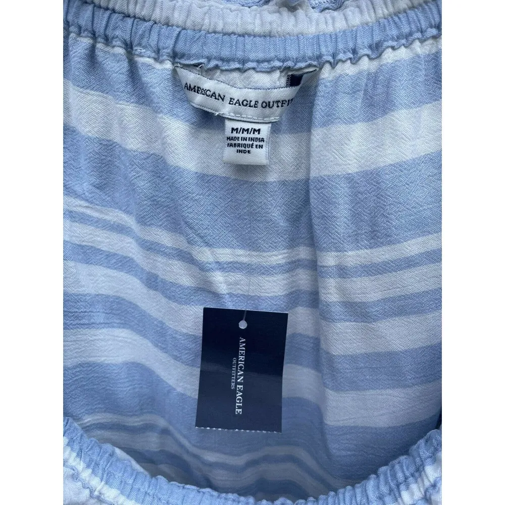 American Eagle Womens Cropped Off The Shoulder Eyelet Boho Hippie Top Medium NEW - Image 2