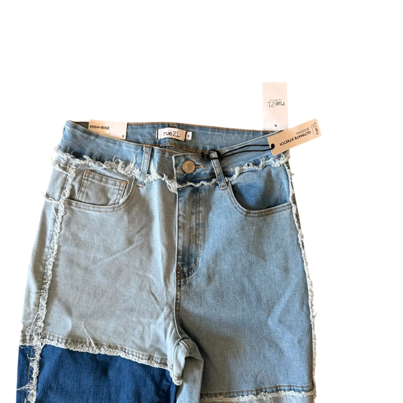 Rue 21 Patchwork High Rise Ultimate Stretch Jeggings w/ five pockets Size 8 NWTs - Image 2