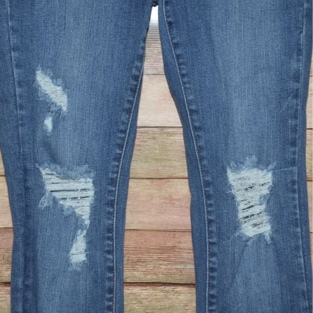 Judy Blue Skinny Jeans Ladies 3 26 Distressed Stretch Denim Pants Raw Cuffed Hem - Image 3