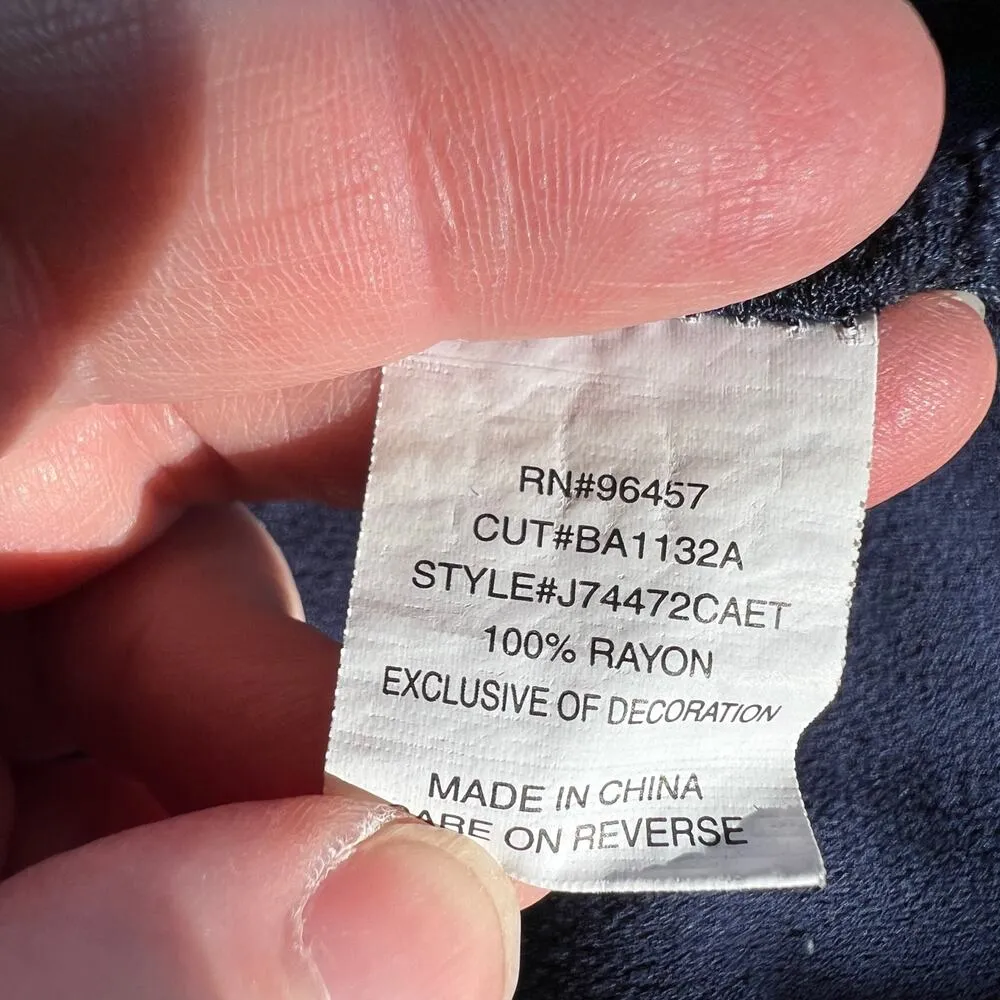 eyeshadow Womens Tank Top Embroidered Floral Design Navy Blue White Medium - Image 8