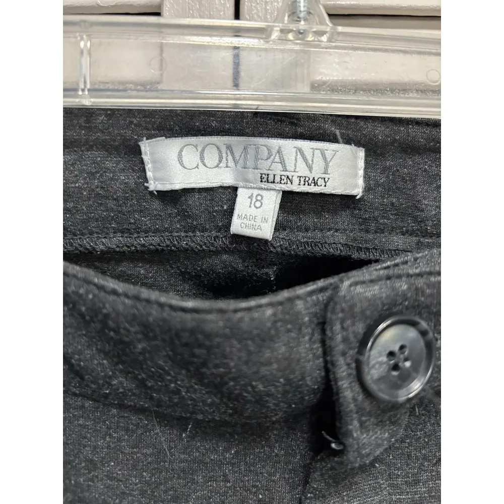Ellen‎ Tracy Co Dark Gray Straight Leg Pants High Rise Zip Pockets Crop Size 18 - Image 3
