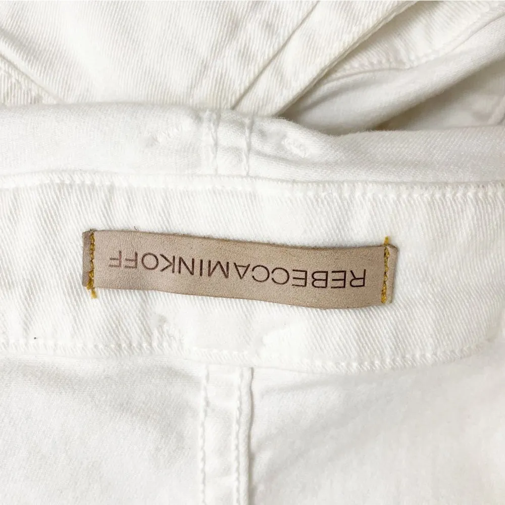 Rebecca Minkoff Shlee Dungarees White Cutoff Denim Shortalls Women’s Size Large - Image 12