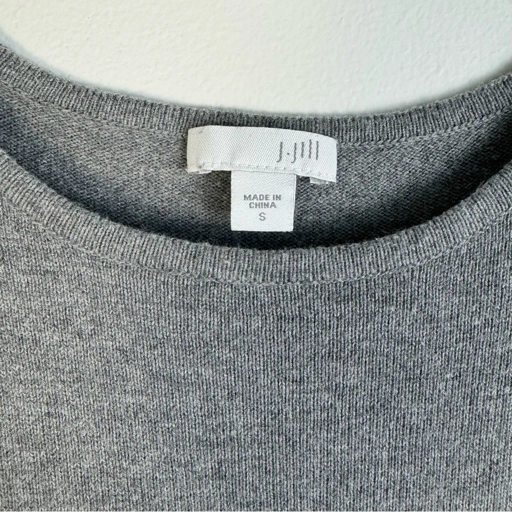 J Jill Grey Lightweight Sweater Tunic Solid Long Sleeve Knit Shirt Small - Image 10