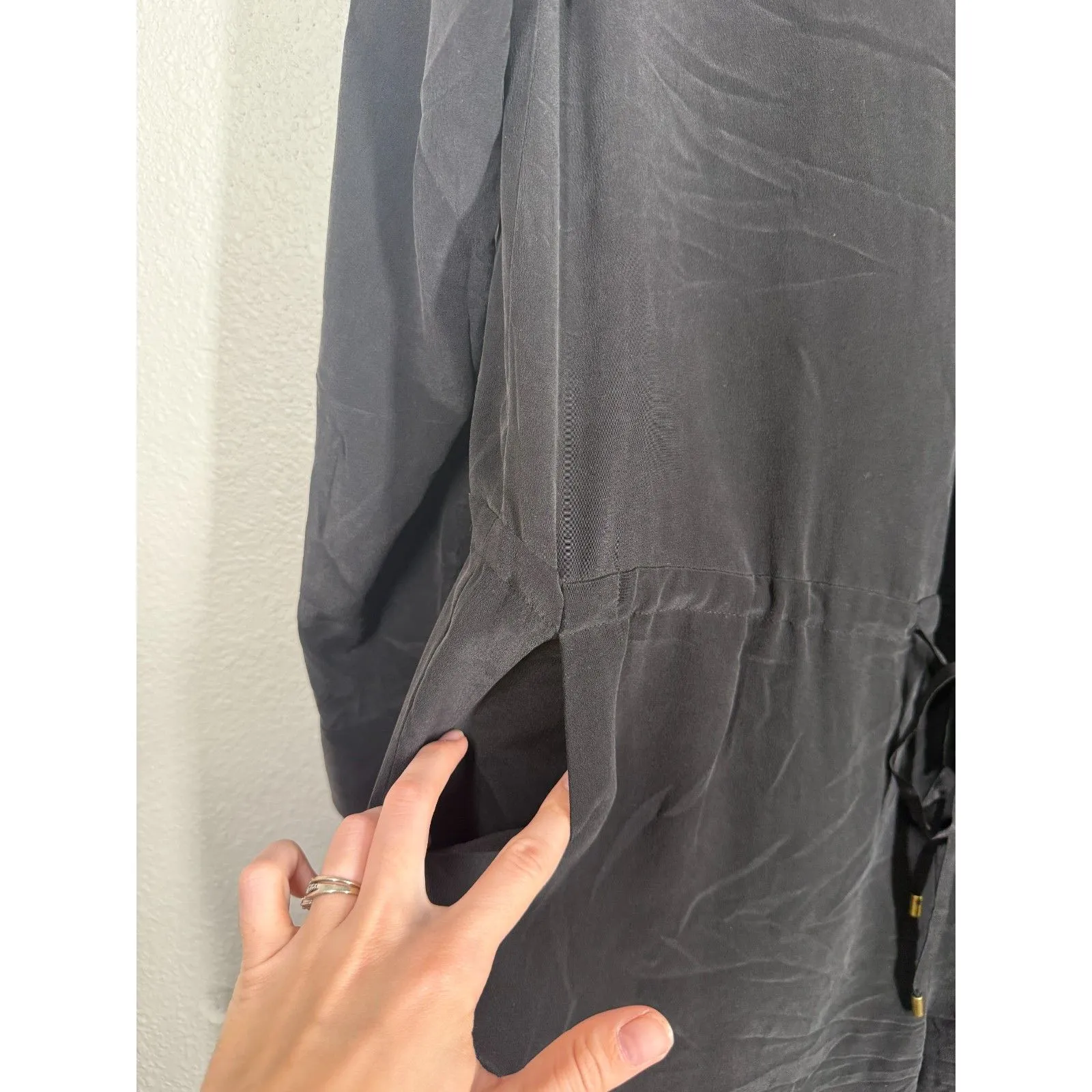 Rachel Zoe Womens Black Silk Romper Sz 4 Minimalist Quiet Luxury Breathable - Image 3