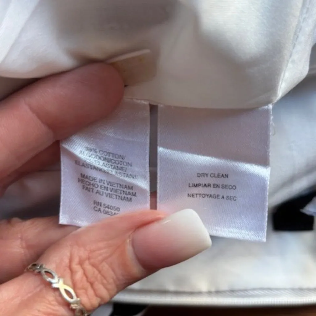 Nine West 18W Navy White Chevron Dress Red Trim Sleeveless Pockets Pleated Bold - Image 7