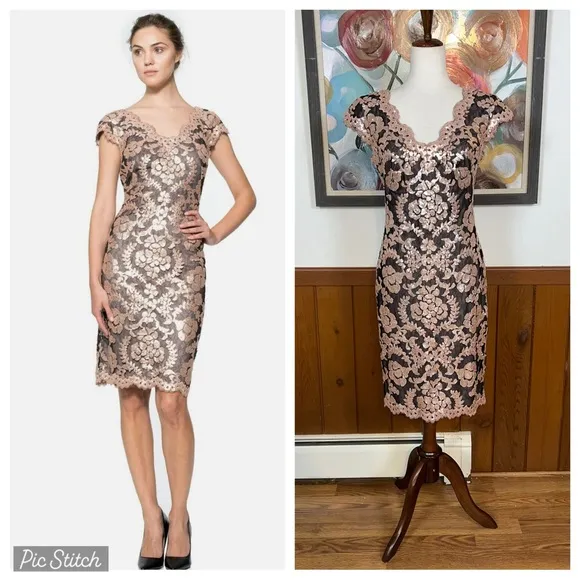 Elegant Tadashi Shoji Antique Pink Sequin Dress! - Image 2
